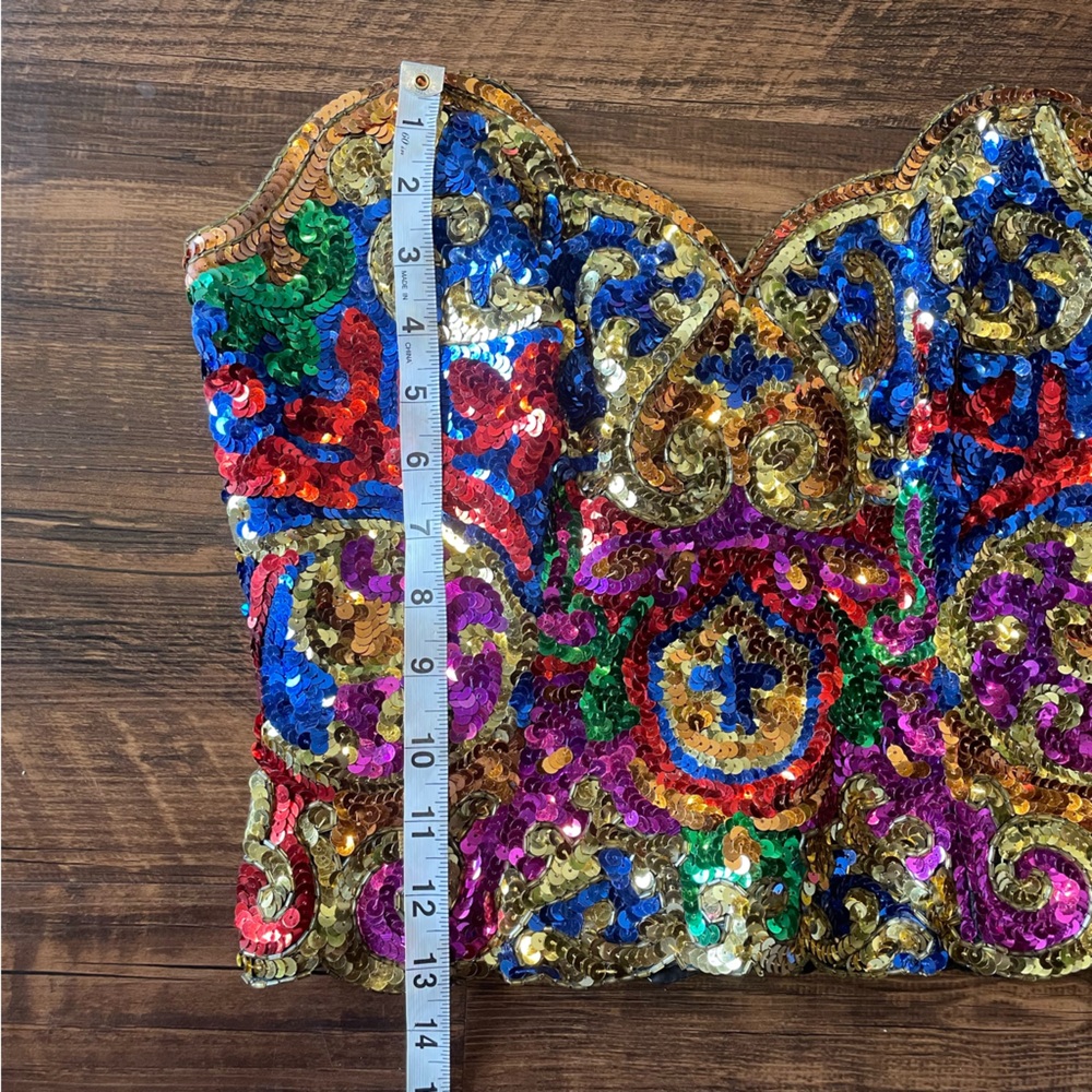 Multicolor Sequin Strapless Top - image 4